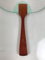 Japanese Miniature Paper Fan Uchiwa Vtg Lacquer Handle Purple Hydrangea U192