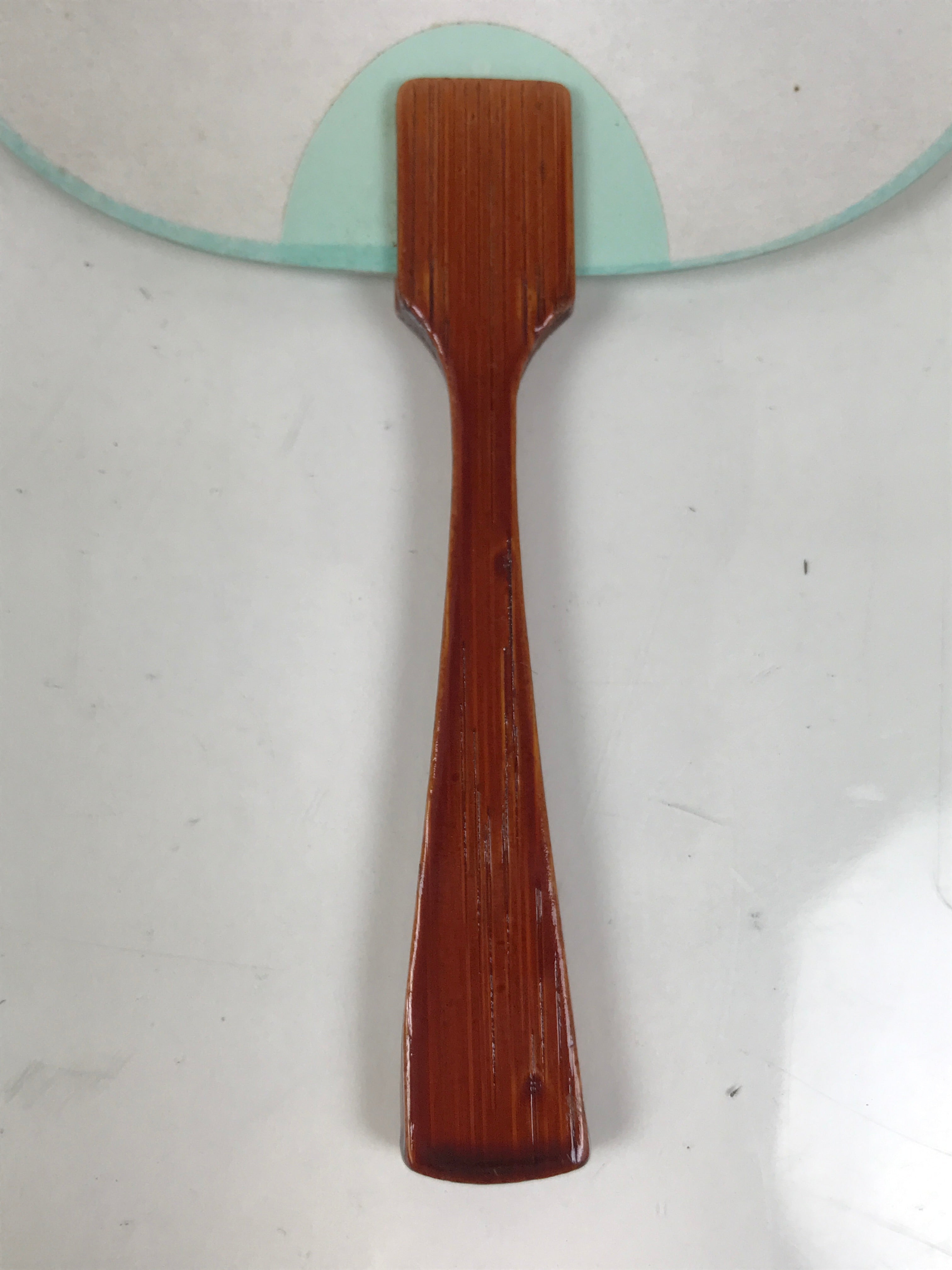 Japanese Miniature Paper Fan Uchiwa Vtg Lacquer Handle Purple Hydrangea U192