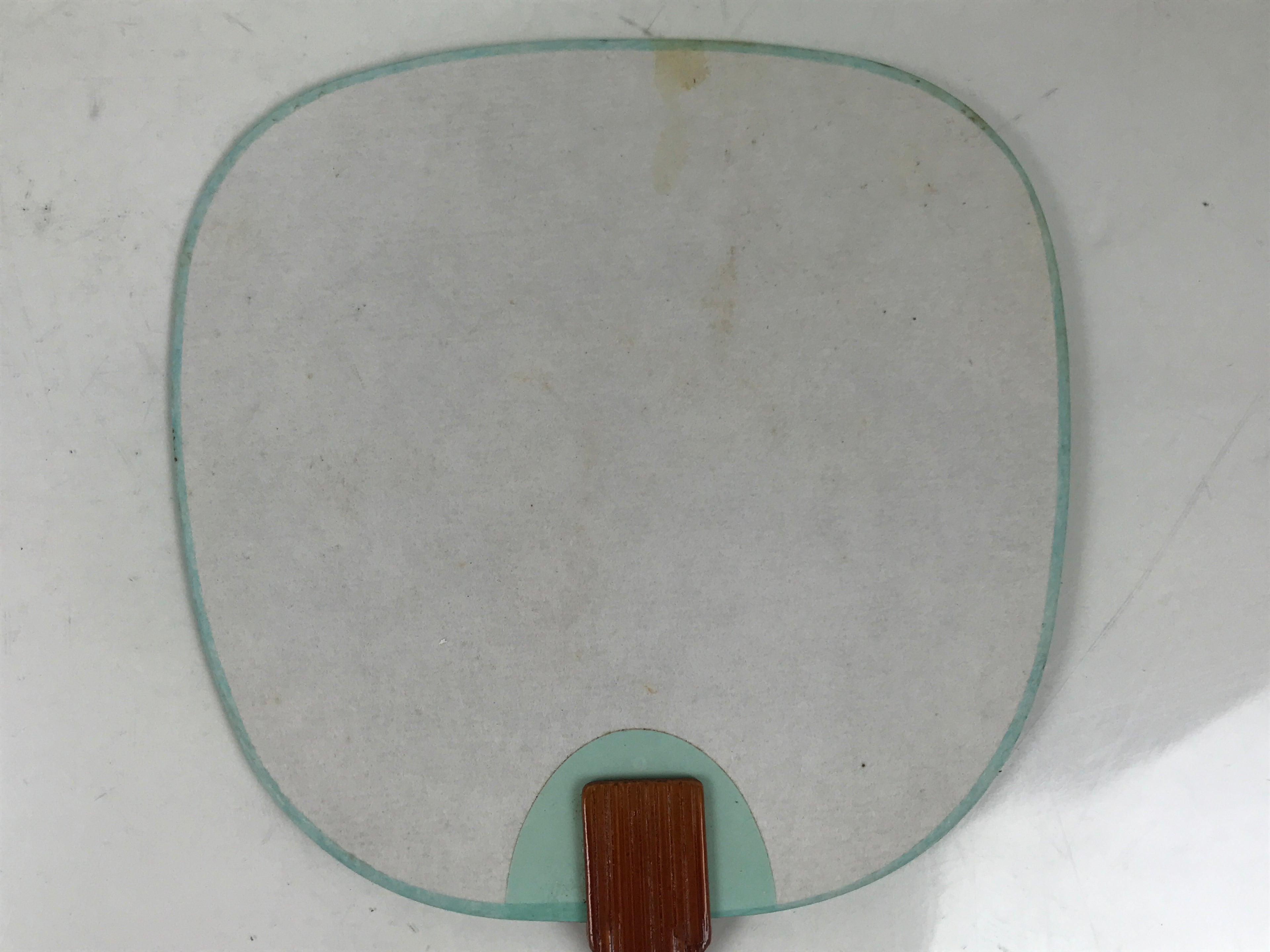 Japanese Miniature Paper Fan Uchiwa Vtg Lacquer Handle Purple Hydrangea U192