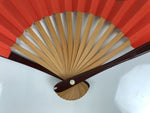 Japanese Miniature Paper Folding Fan Sensu Bamboo Frame Boar Inoshishi Red 4D968