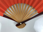 Japanese Miniature Paper Folding Fan Sensu Bamboo Frame Dog Inuhariko Red 4D967
