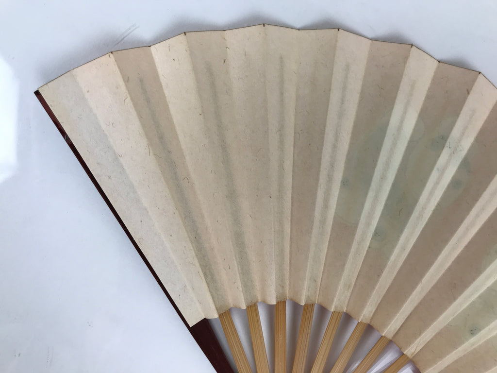 Japanese Miniature Paper Folding Fan Sensu Bamboo Frame Dog Inuhariko Red 4D967