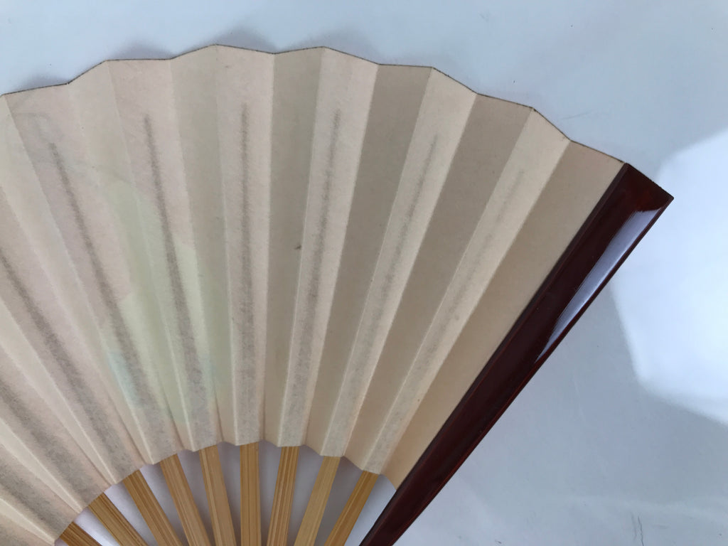 Japanese Miniature Paper Folding Fan Sensu Bamboo Frame Pink White Rabbits 4D964