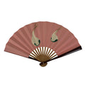 Japanese Miniature Paper Folding Fan Sensu Bamboo Frame Pink White Rabbits 4D964