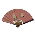 Japanese Miniature Paper Folding Fan Sensu Bamboo Frame Pink White Rabbits 4D964