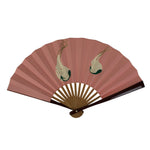 Japanese Miniature Paper Folding Fan Sensu Bamboo Frame Pink White Rabbits 4D964