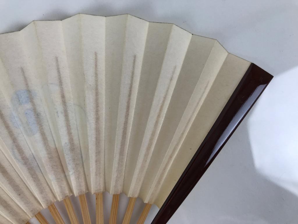 Japanese Miniature Paper Folding Fan Sensu Bamboo Frame Sheep Hitsuji Gold 4D966