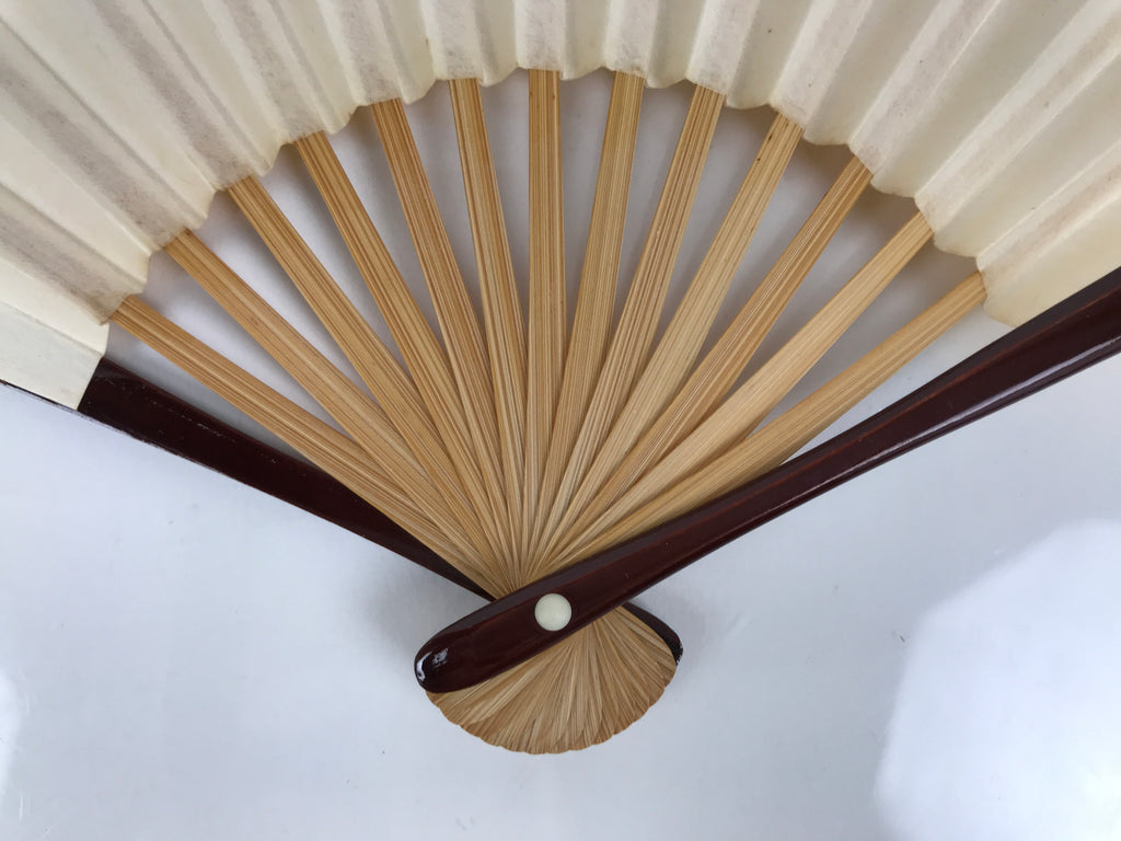 Japanese Miniature Paper Folding Fan Sensu Bamboo Frame Sheep Hitsuji Gold 4D966