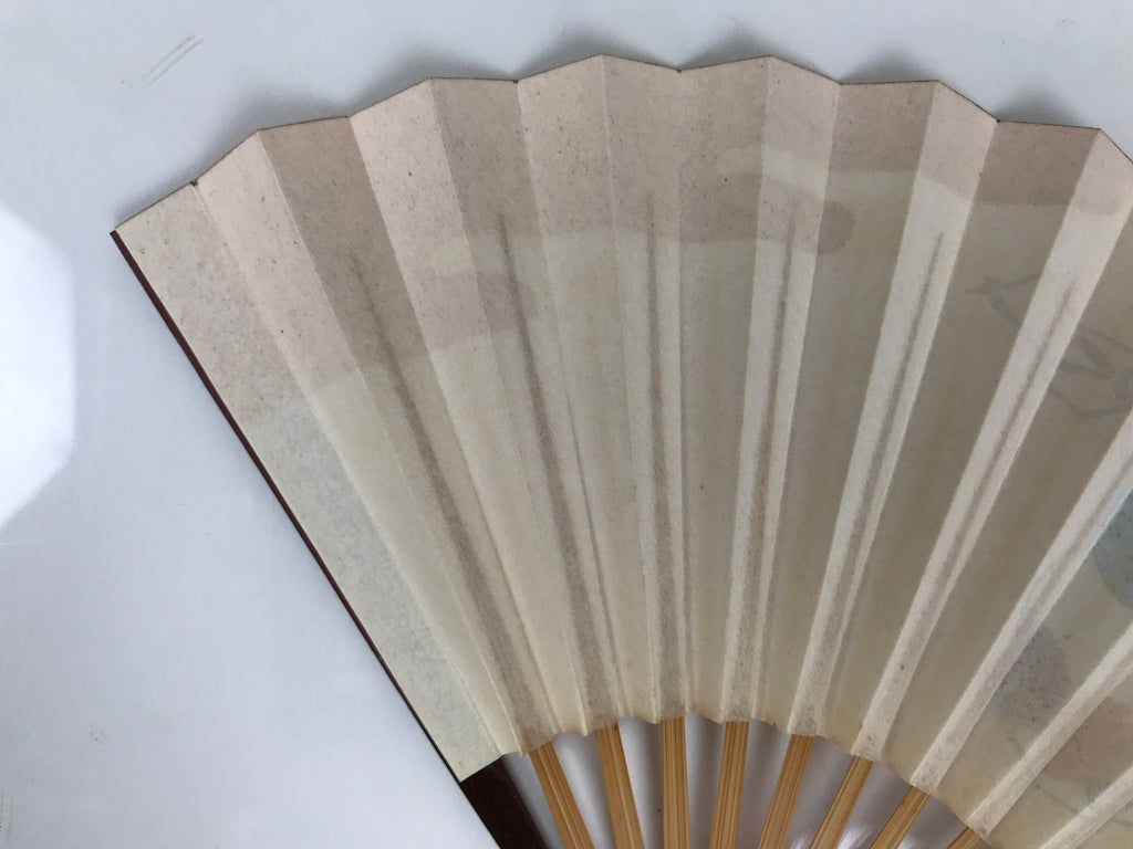 Japanese Miniature Paper Folding Fan Sensu Bamboo Frame Sheep Hitsuji Gold 4D966