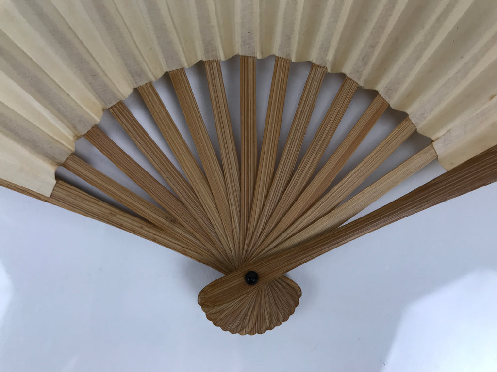 Japanese Miniature Paper Folding Fan Sensu Vtg Bamboo Frame River Boat 4D962