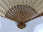 Japanese Miniature Paper Folding Fan Sensu Vtg Bamboo Frame River Boat 4D962
