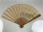 Japanese Miniature Paper Folding Fan Sensu Vtg Bamboo Frame River Boat 4D962