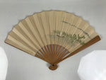 Japanese Miniature Paper Folding Fan Sensu Vtg Bamboo Frame River Boat 4D962