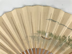 Japanese Miniature Paper Folding Fan Sensu Vtg Bamboo Frame River Boat 4D962