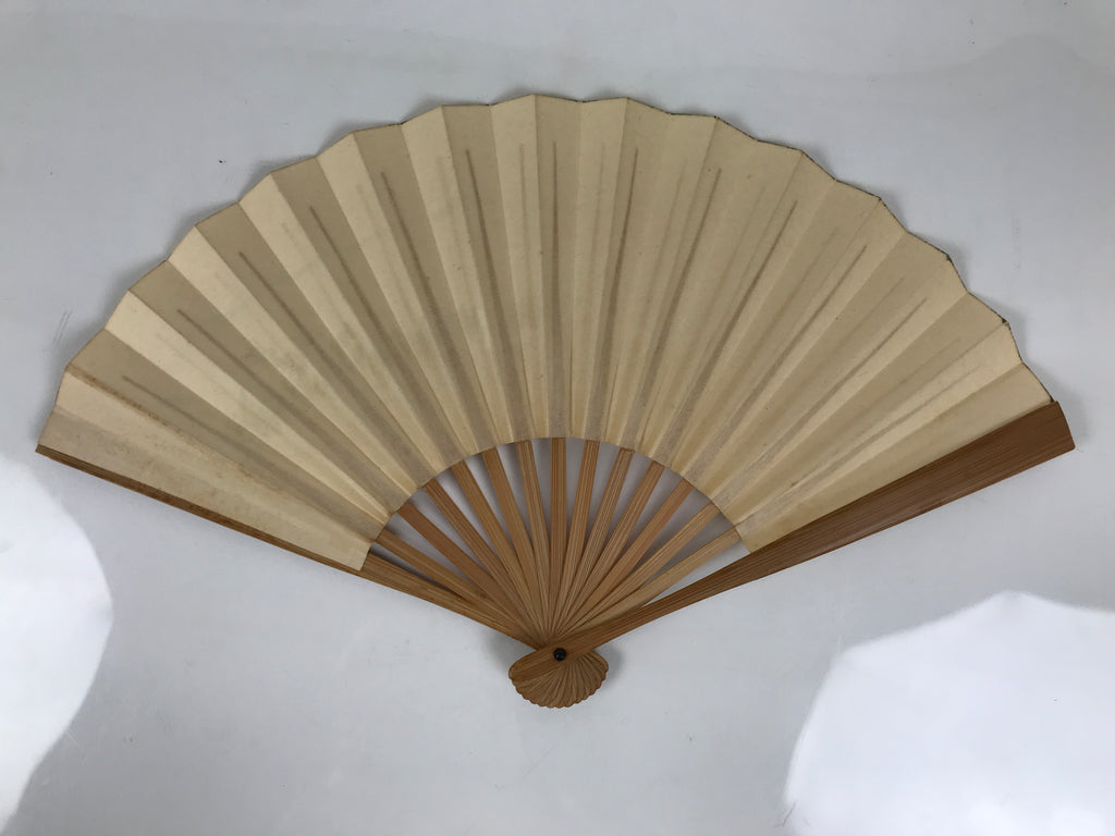 Japanese Miniature Paper Folding Fan Sensu Vtg Bamboo Frame River Boat 4D962
