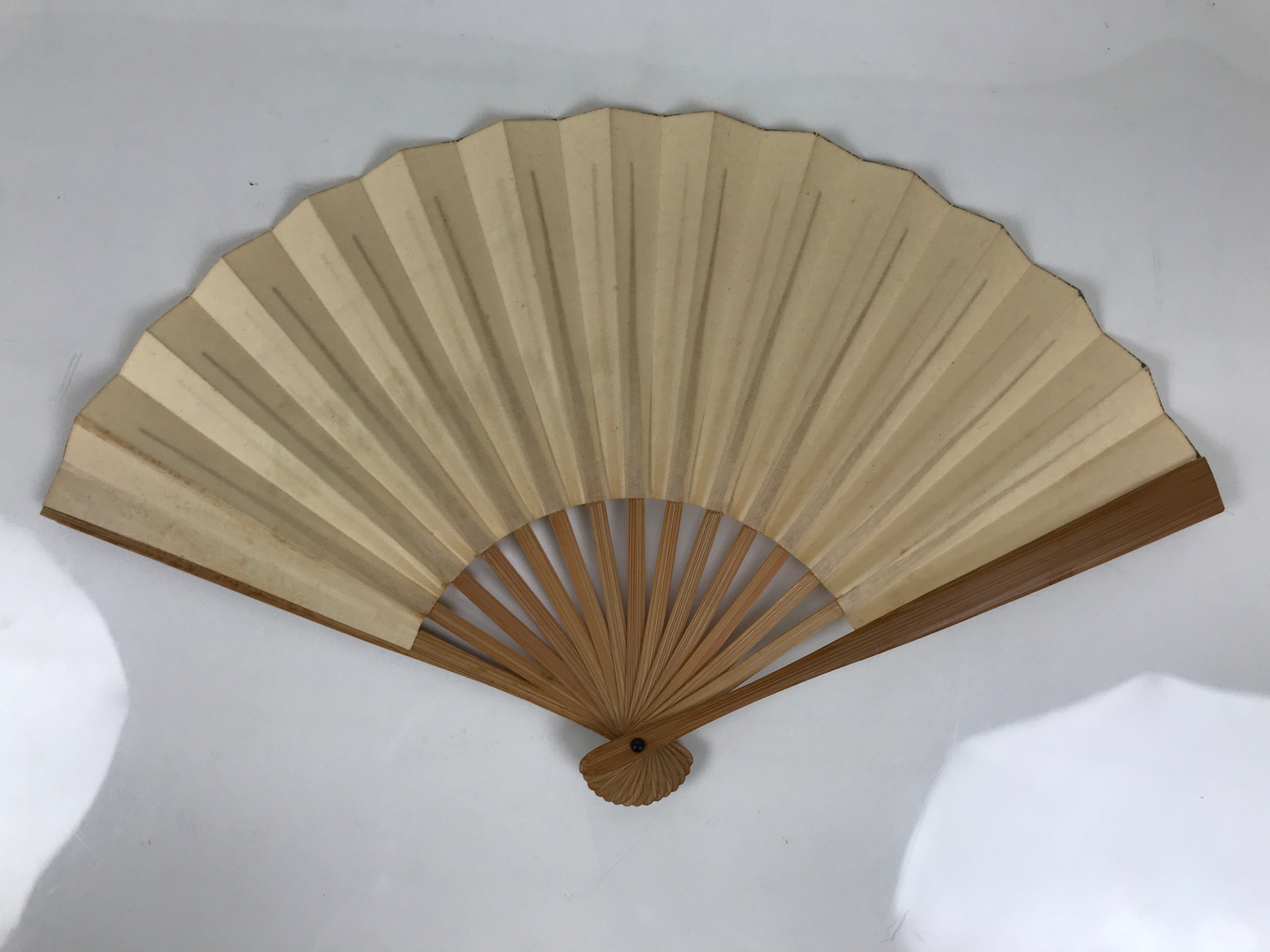 Japanese Miniature Paper Folding Fan Sensu Vtg Bamboo Frame River Boat 4D962
