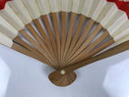 Japanese Miniature Paper Folding Fan Vtg Sensu Bamboo Frame Plum Pine Red 4D970