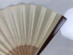 Japanese Miniature Paper Folding Fan Vtg Sensu Bamboo Frame Rooster Silver 4D969