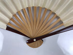 Japanese Miniature Paper Folding Fan Vtg Sensu Bamboo Frame Rooster Silver 4D969