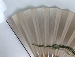 Japanese Miniature Paper Folding Fan Vtg Sensu Bamboo Frame Rooster Silver 4D969