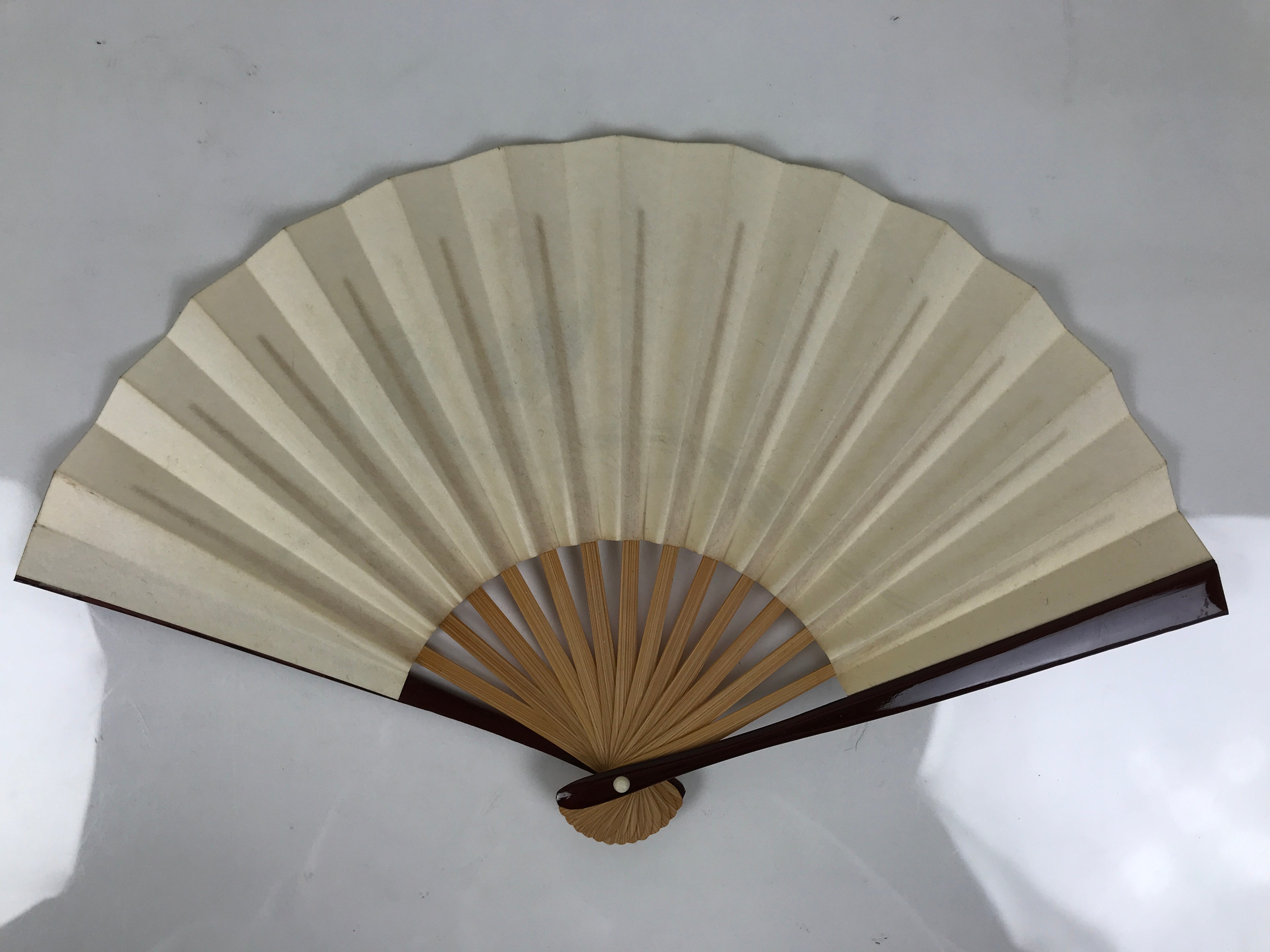 Japanese Miniature Paper Folding Fan Vtg Sensu Bamboo Frame Rooster Silver 4D969