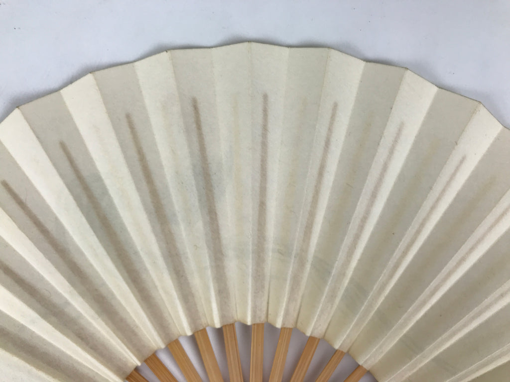 Japanese Miniature Paper Folding Fan Vtg Sensu Bamboo Frame Rooster Silver 4D969
