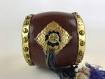 Japanese Miniature Taiko Drum Display Vtg Boy's Day Stand Black Brown Gold ID510