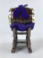 Japanese Miniature Taiko Drum Display Vtg Boys Day Stand Brown Gold Purple ID517
