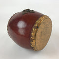 Japanese Miniature Wood Taiko Drum Display Vtg Boys' Day Family Crest Gold ID519