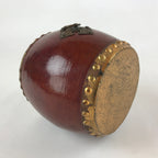 Japanese Miniature Wood Taiko Drum Display Vtg Boys' Day Family Crest Gold ID519