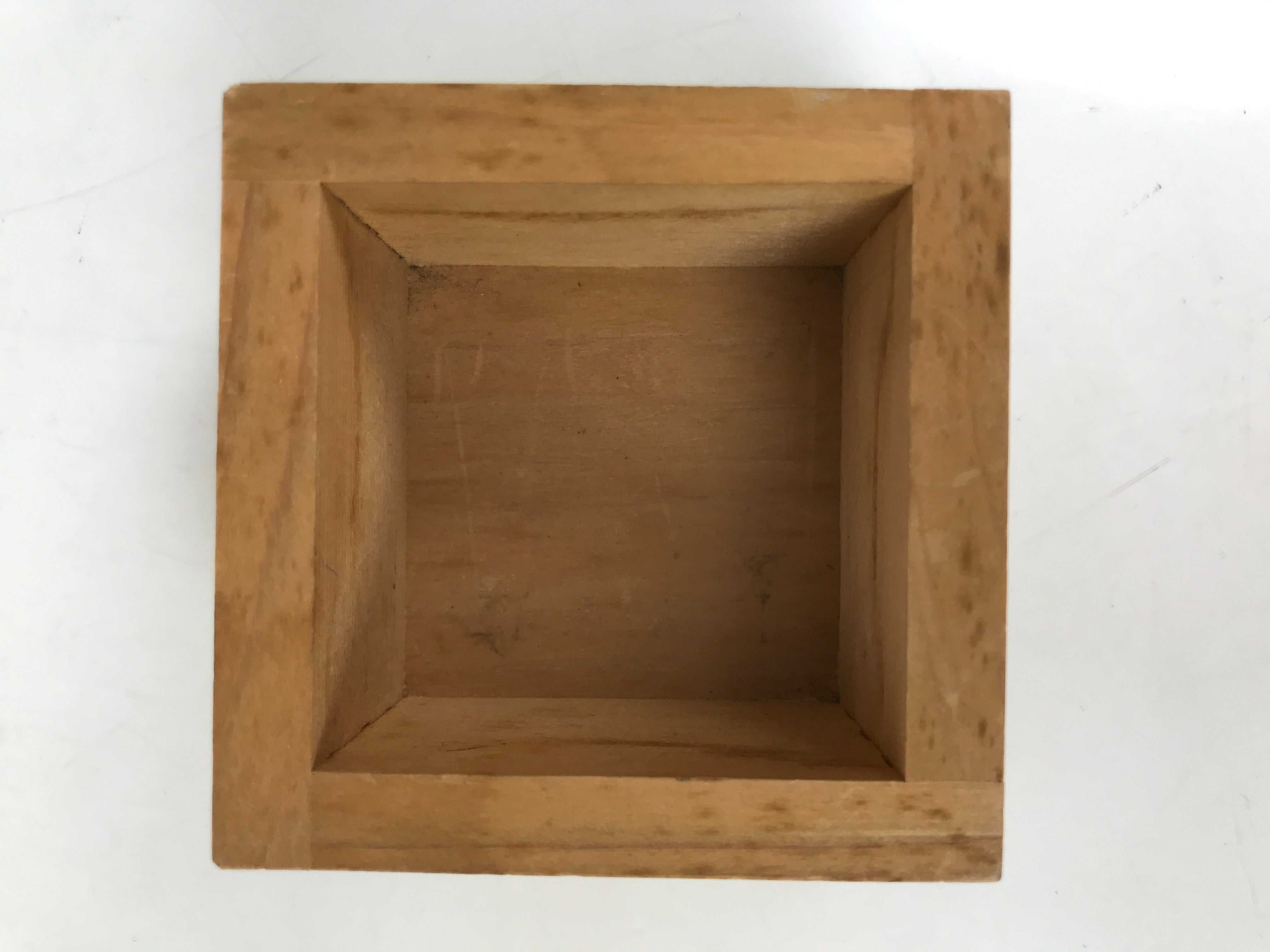 Japanese Miniature Wooden Measuring Cup Vtg Masu Decoration Kanji Marriage L417