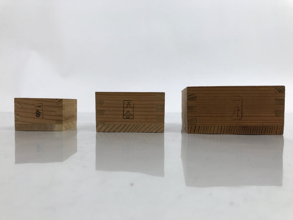 Japanese Miniature Wooden Measuring Cups Vtg Masu Decoration 3pc Set L325