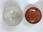 Japanese Mino Ware Porcelain Lidded Bowl Vtg White Red Gold Peony Flower Y422