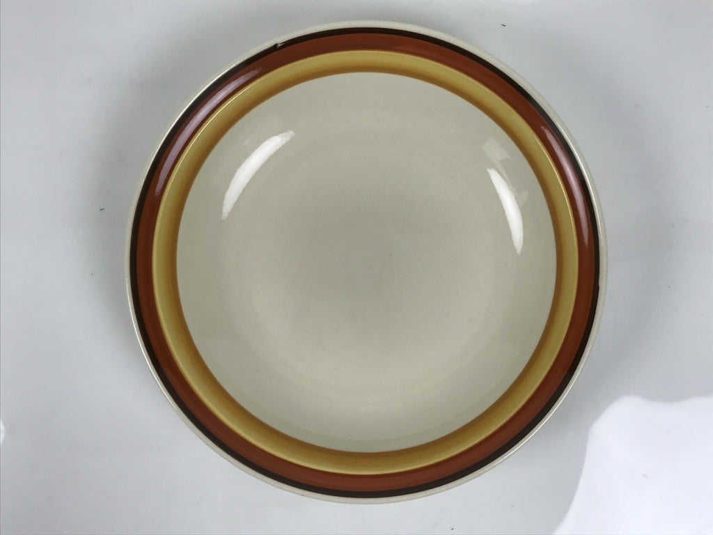 Japanese Miyoshi Stoneware Shallow Bowl Vtg Ceramic Pottery Yellow Brown Y540