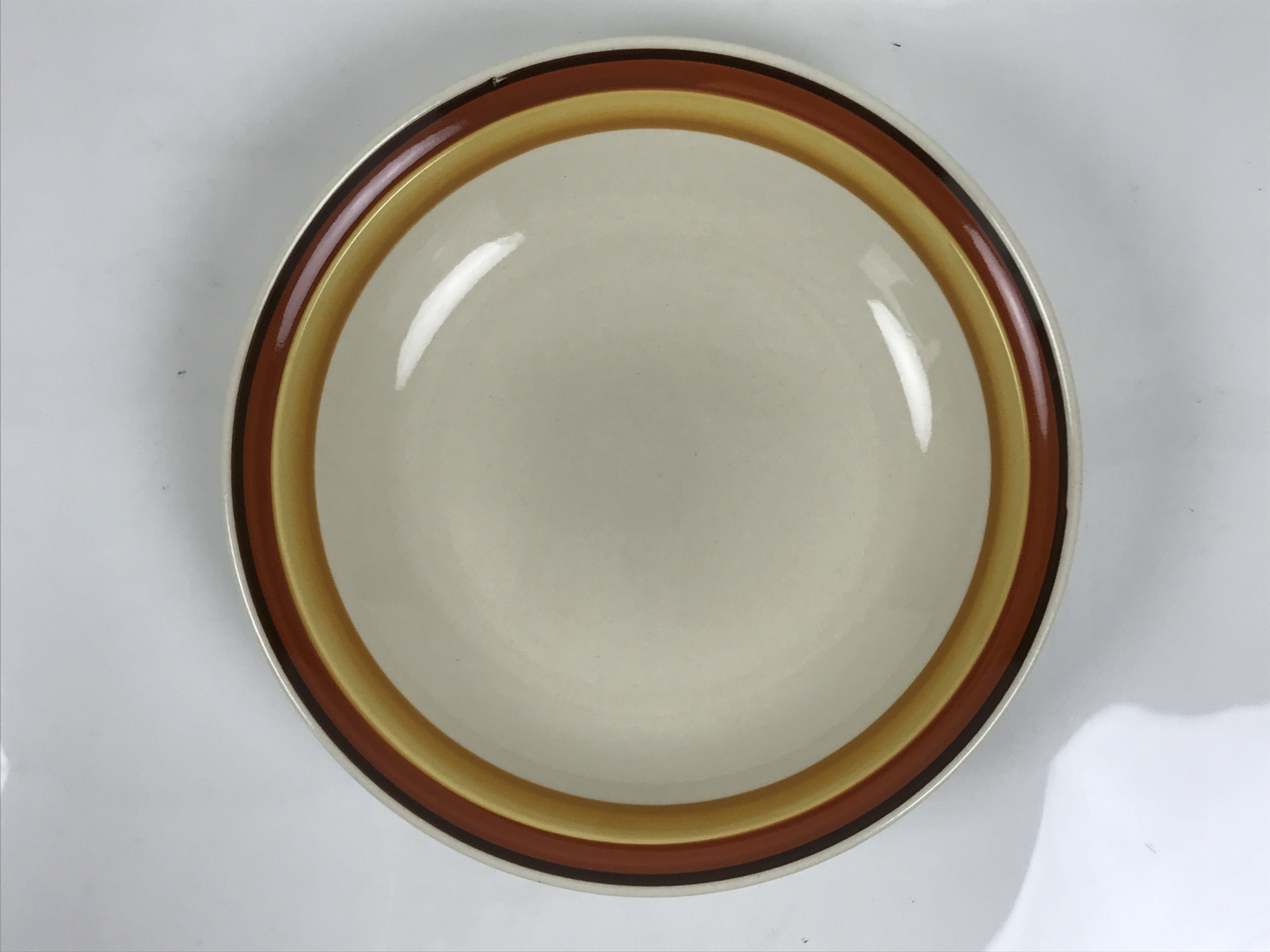 Japanese Miyoshi Stoneware Shallow Bowl Vtg Ceramic Pottery Yellow Brown Y540