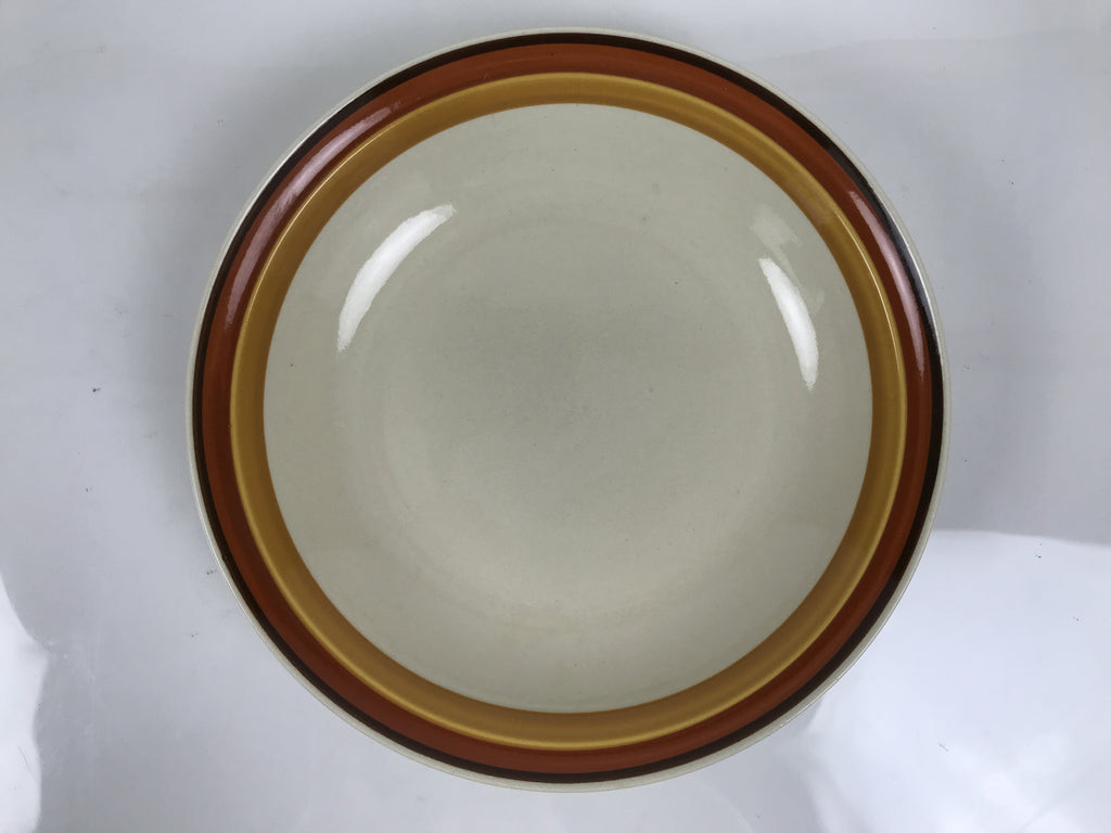 Japanese Miyoshi Stoneware Shallow Bowl Vtg Ceramic Pottery Yellow Brown Y541