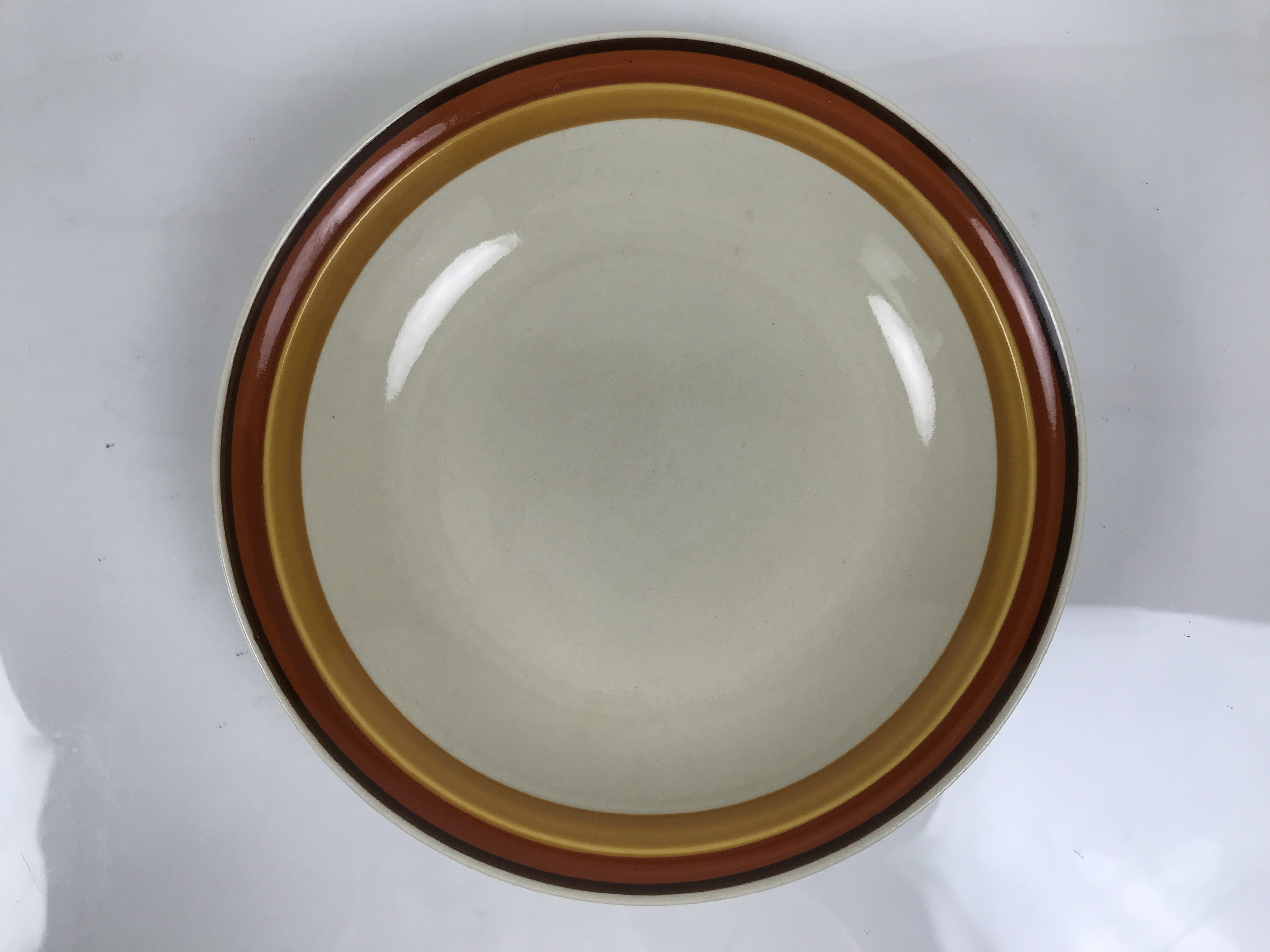 Japanese Miyoshi Stoneware Shallow Bowl Vtg Ceramic Pottery Yellow Brown Y541