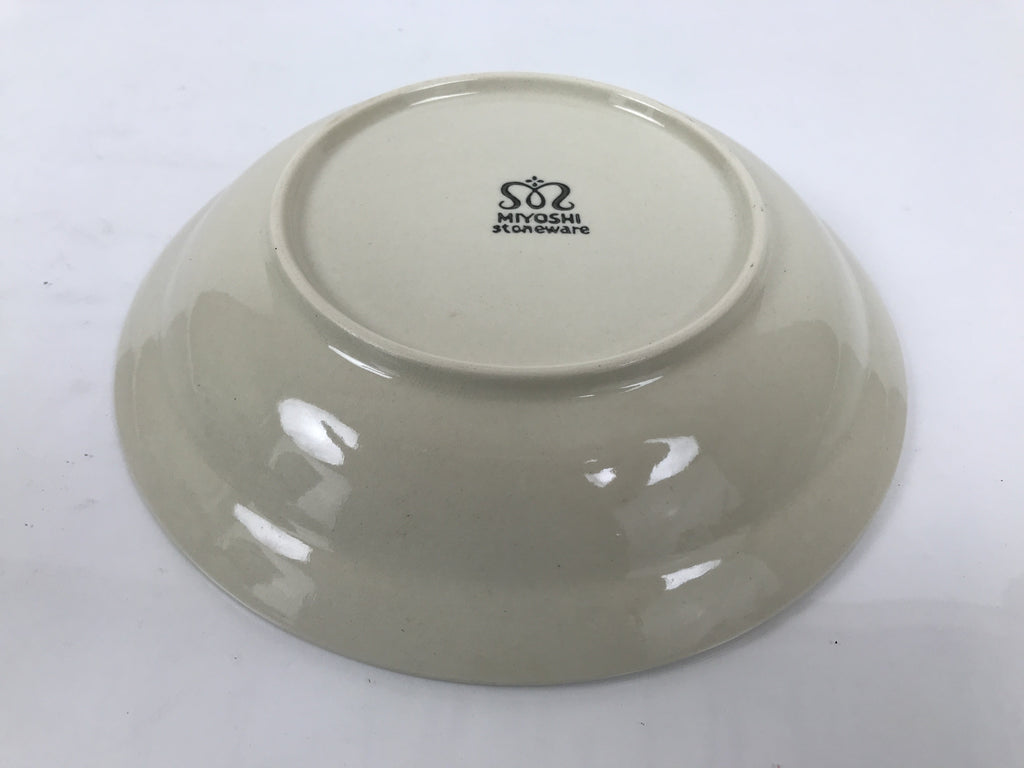 Japanese Miyoshi Stoneware Shallow Bowl Vtg Ceramic Pottery Yellow Brown Y541