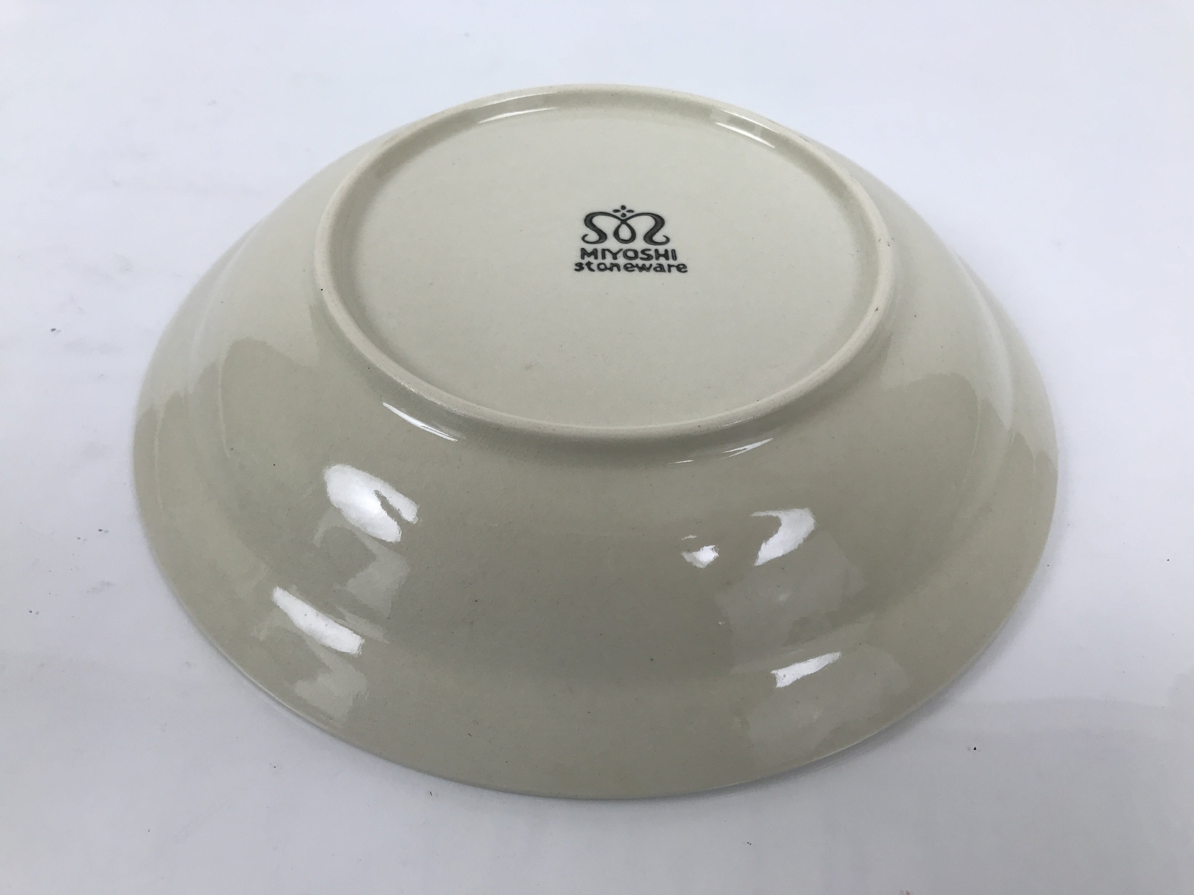 Japanese Miyoshi Stoneware Shallow Bowl Vtg Ceramic Pottery Yellow Brown Y541