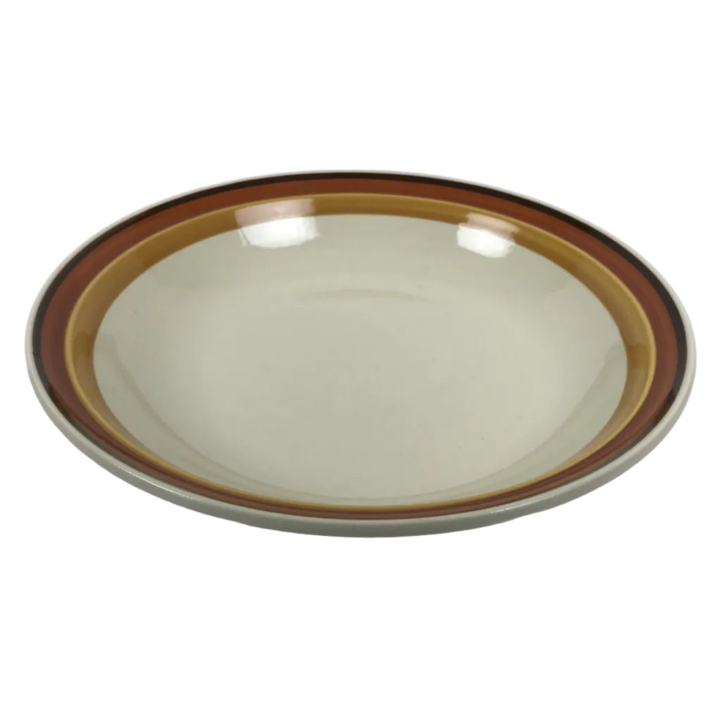 Japanese Miyoshi Stoneware Shallow Bowl Vtg Ceramic Pottery Yellow Brown Y541
