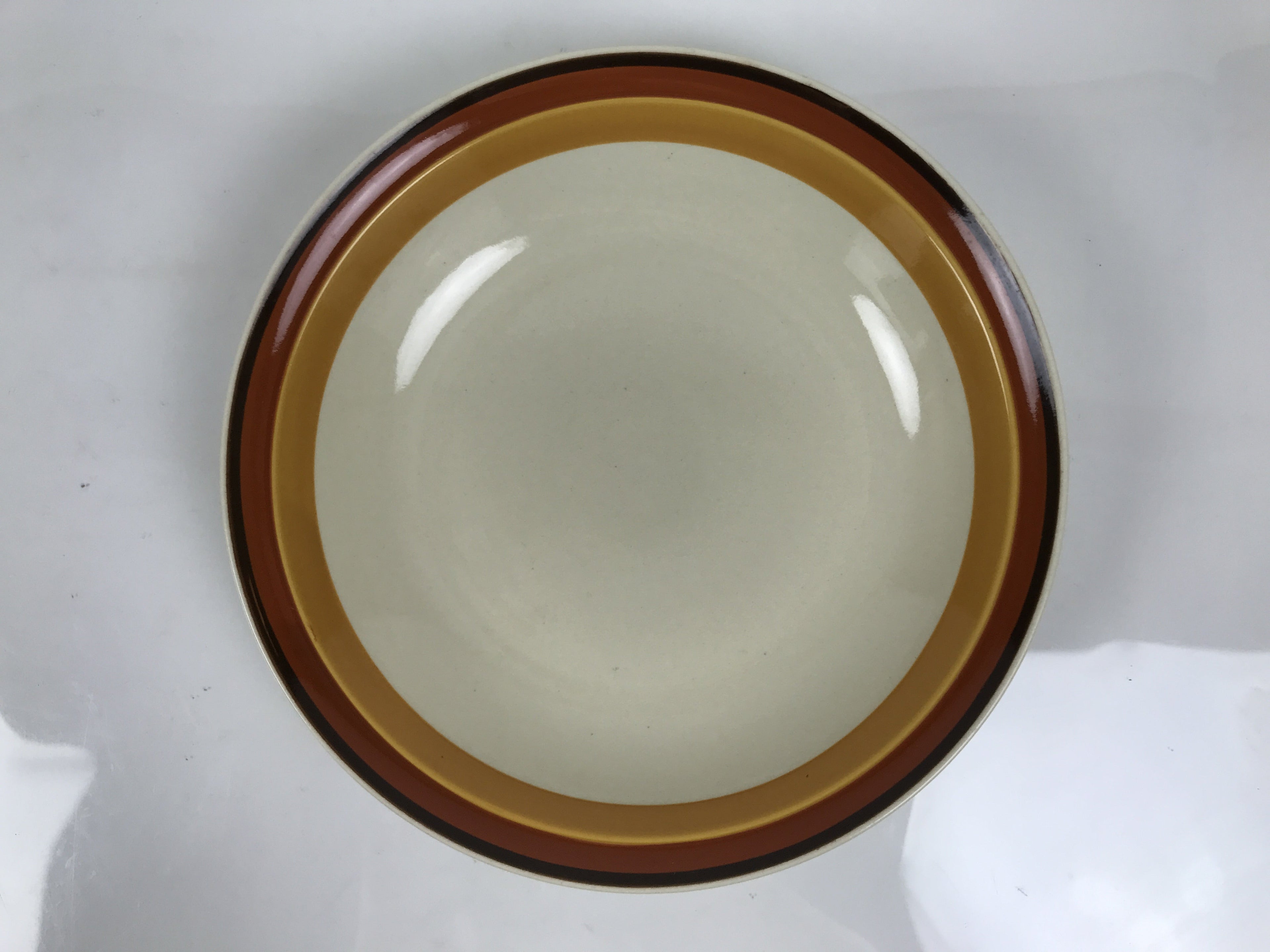 Japanese Miyoshi Stoneware Shallow Bowl Vtg Ceramic Pottery Yellow Brown Y542