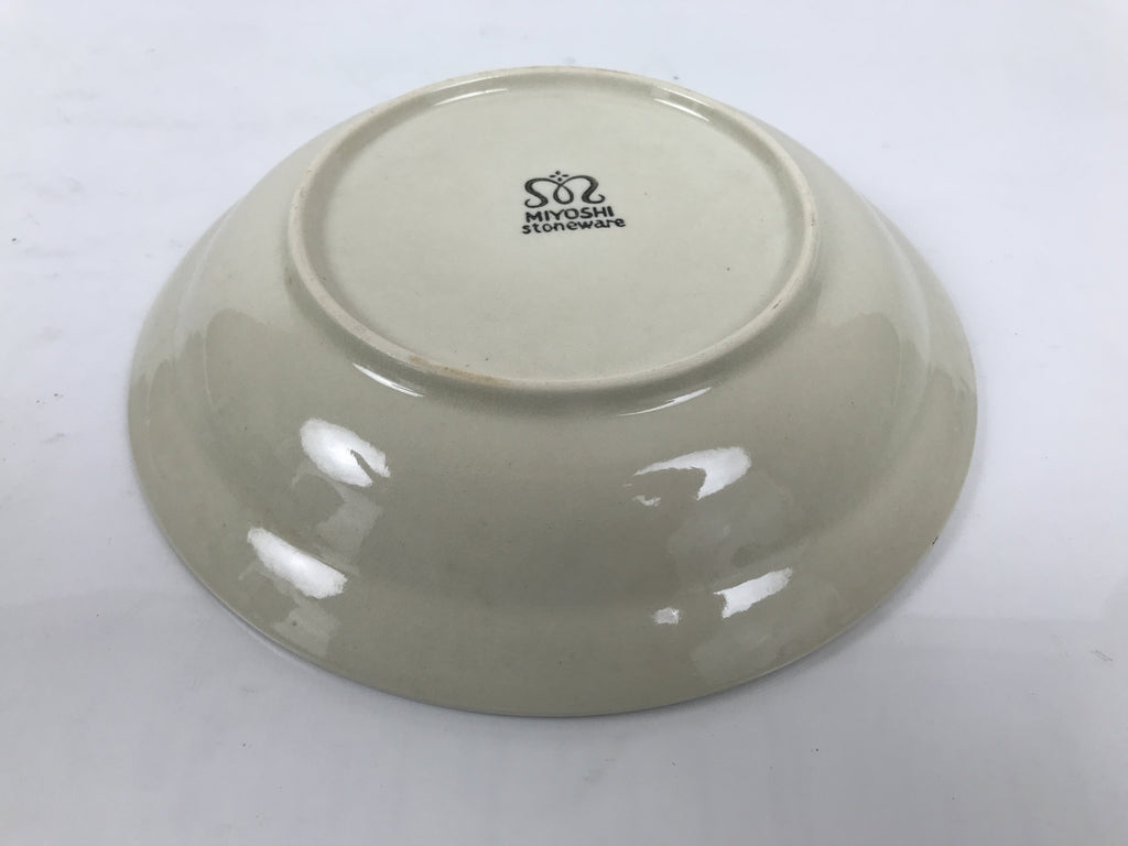 Japanese Miyoshi Stoneware Shallow Bowl Vtg Ceramic Pottery Yellow Brown Y542