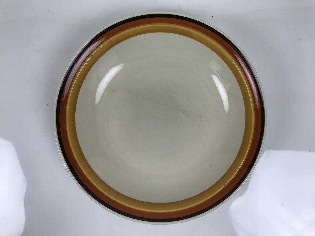 Japanese Miyoshi Stoneware Shallow Bowl Vtg Ceramic Pottery Yellow Brown Y543