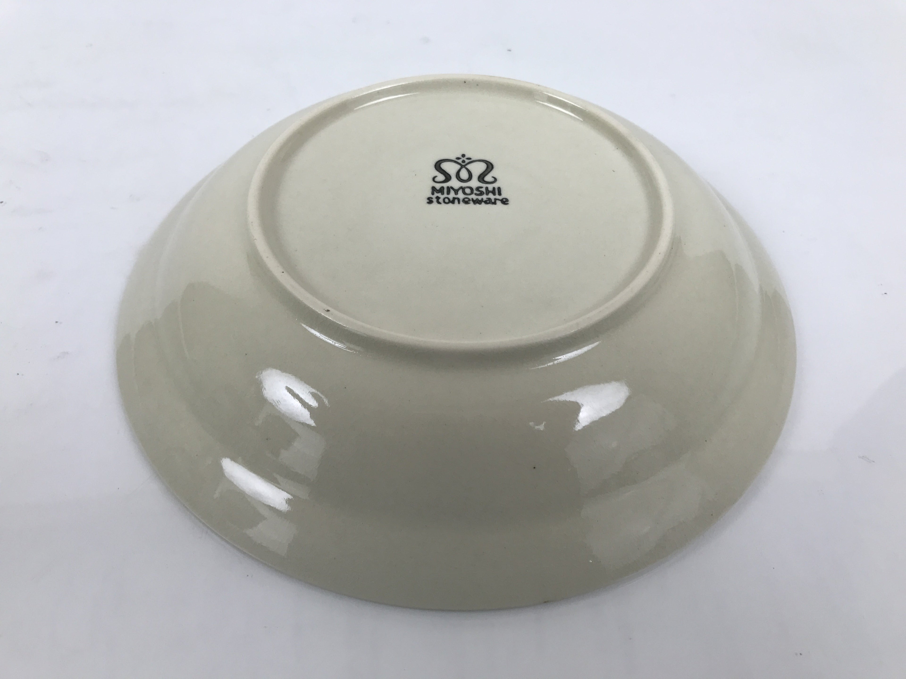 Japanese Miyoshi Stoneware Shallow Bowl Vtg Ceramic Pottery Yellow Brown Y543
