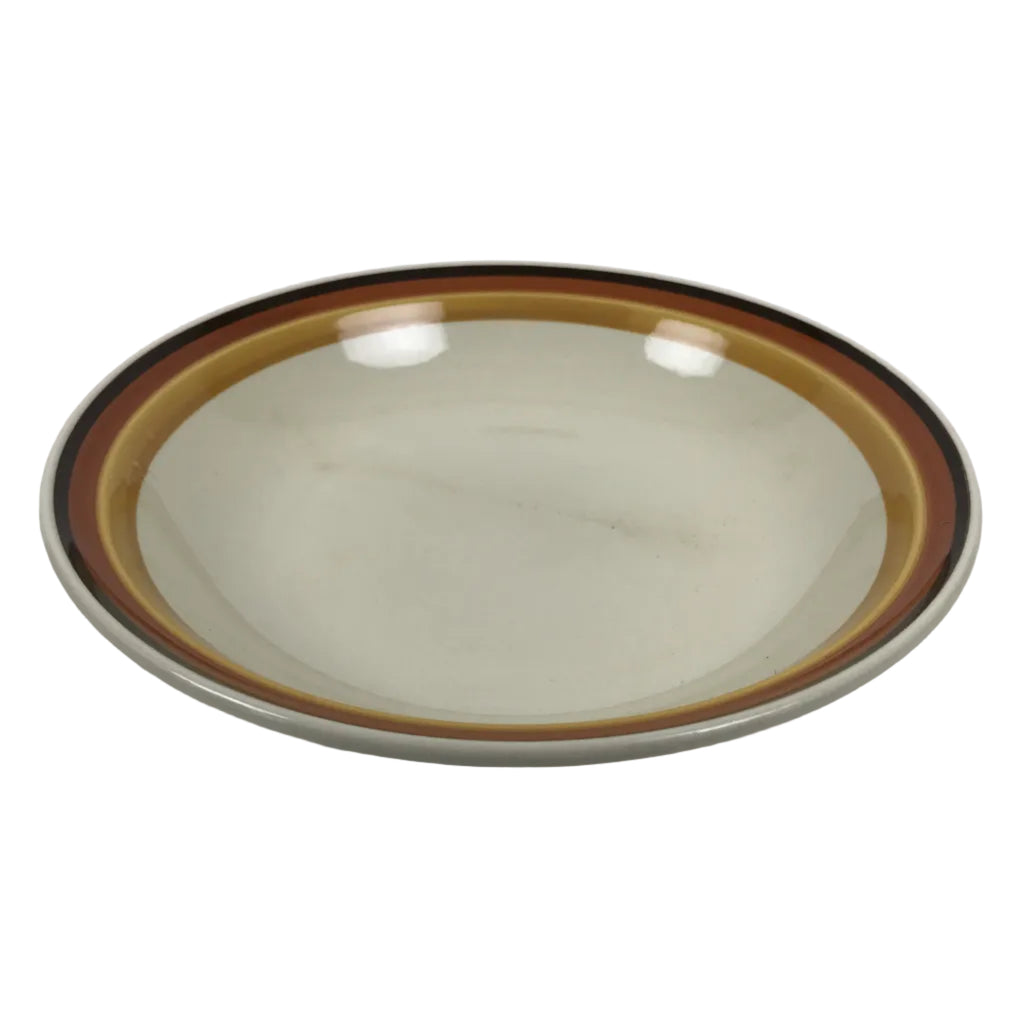 Japanese Miyoshi Stoneware Shallow Bowl Vtg Ceramic Pottery Yellow Brown Y543