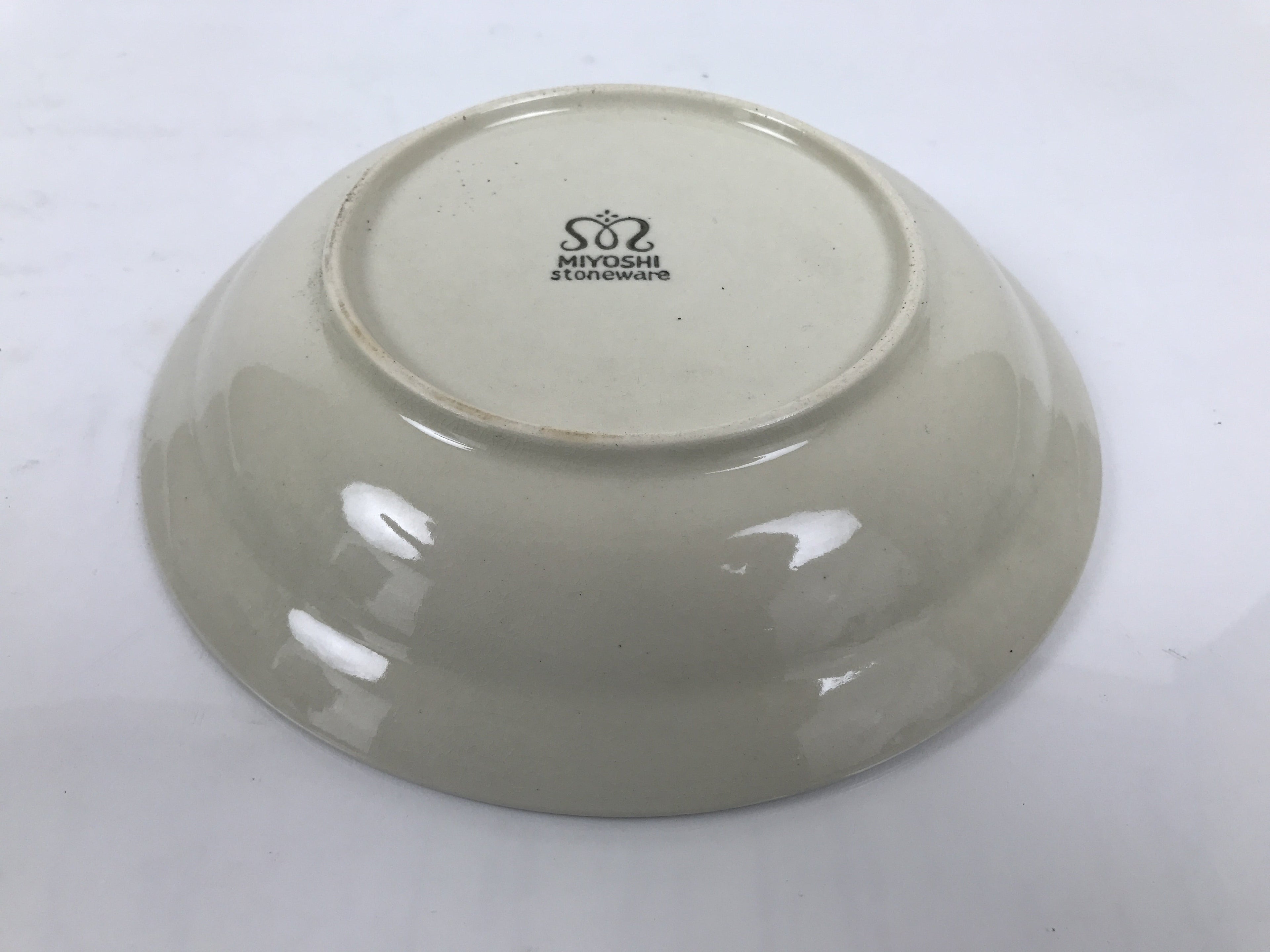 Japanese Miyoshi Stoneware Shallow Bowl Vtg Ceramic Pottery Yellow Brown Y544