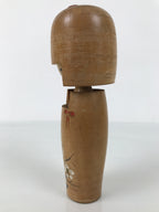 Japanese Modern Wooden Kokeshi Doll Vtg Black Red Plum Traditional Craft KF764