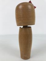 Japanese Modern Wooden Kokeshi Doll Vtg Black Red Plum Traditional Craft KF764
