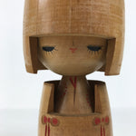 Japanese Modern Wooden Kokeshi Doll Vtg Black Red Plum Traditional Craft KF764