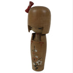 Japanese Modern Wooden Kokeshi Doll Vtg Black Red Plum Traditional Craft KF764